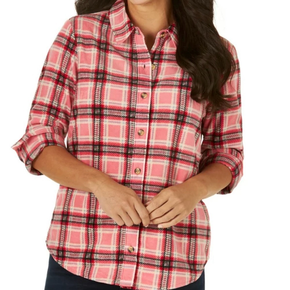 Lee Riders Women's Polar Fleece Top Pink Buttoned front Size medium
